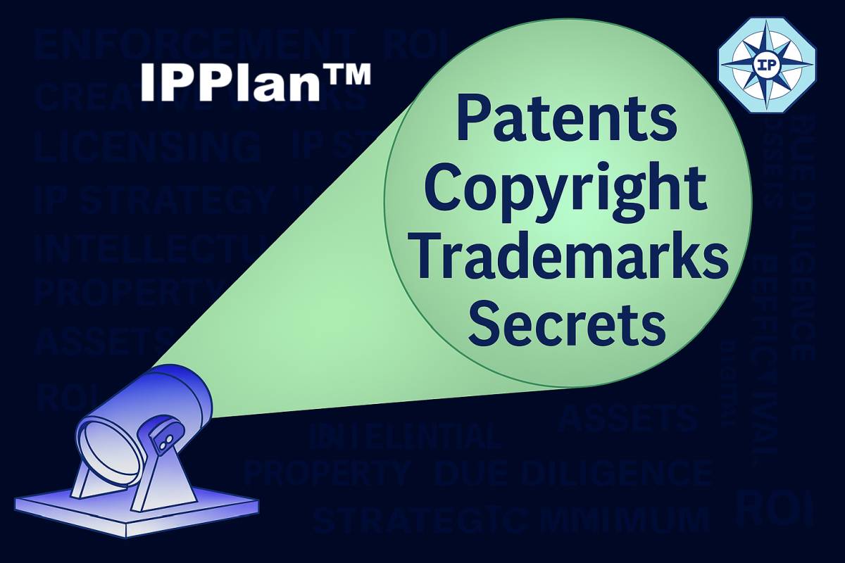 IPPlan overview feature image with spotlight theme and IP COMPASS® logo