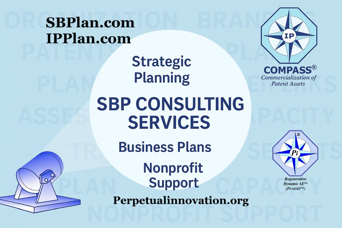 SBP Consulting Services overview feature image with compass and IP COMPASS® logo